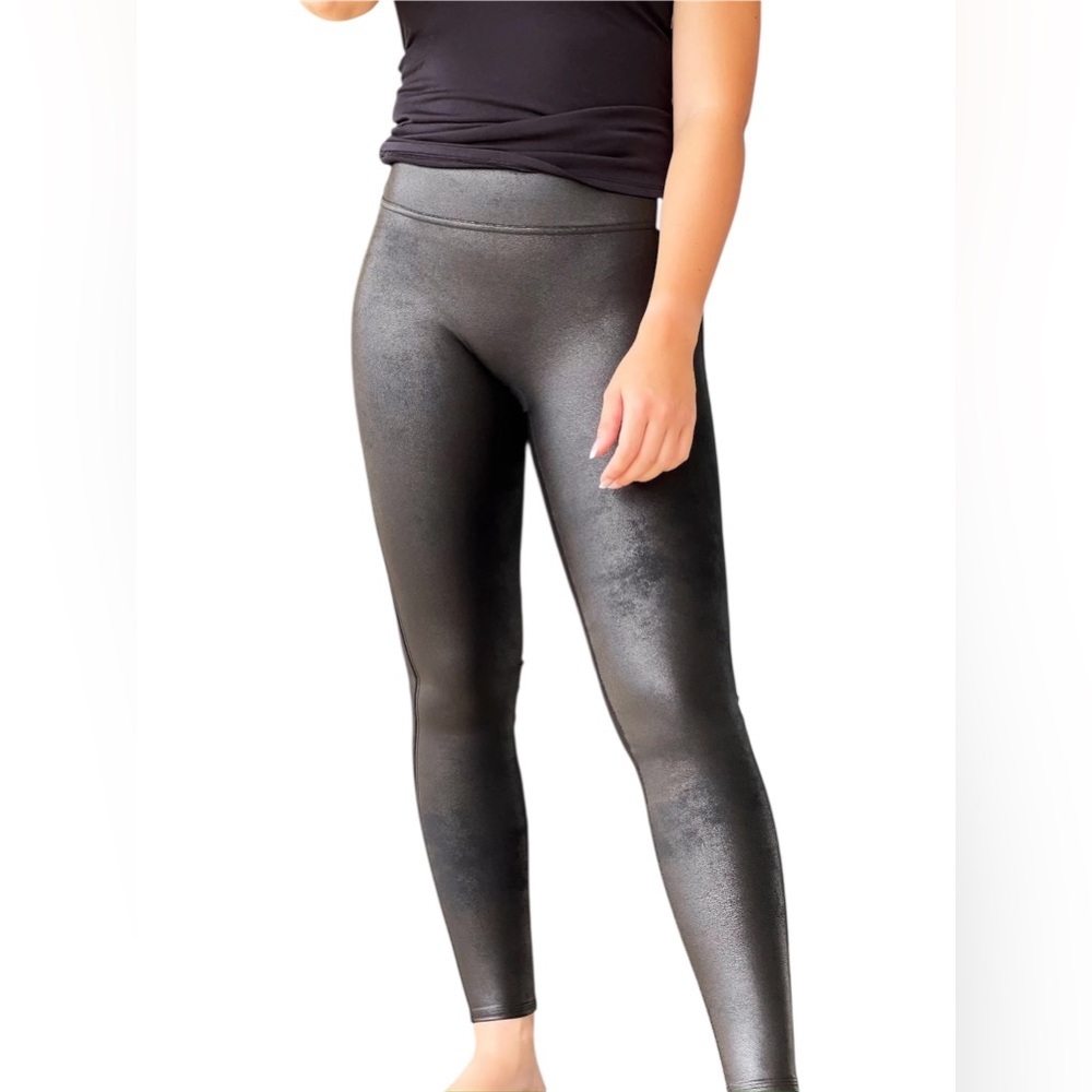 SPANX Faux Leather High Rise Leggings Black Medium Petite